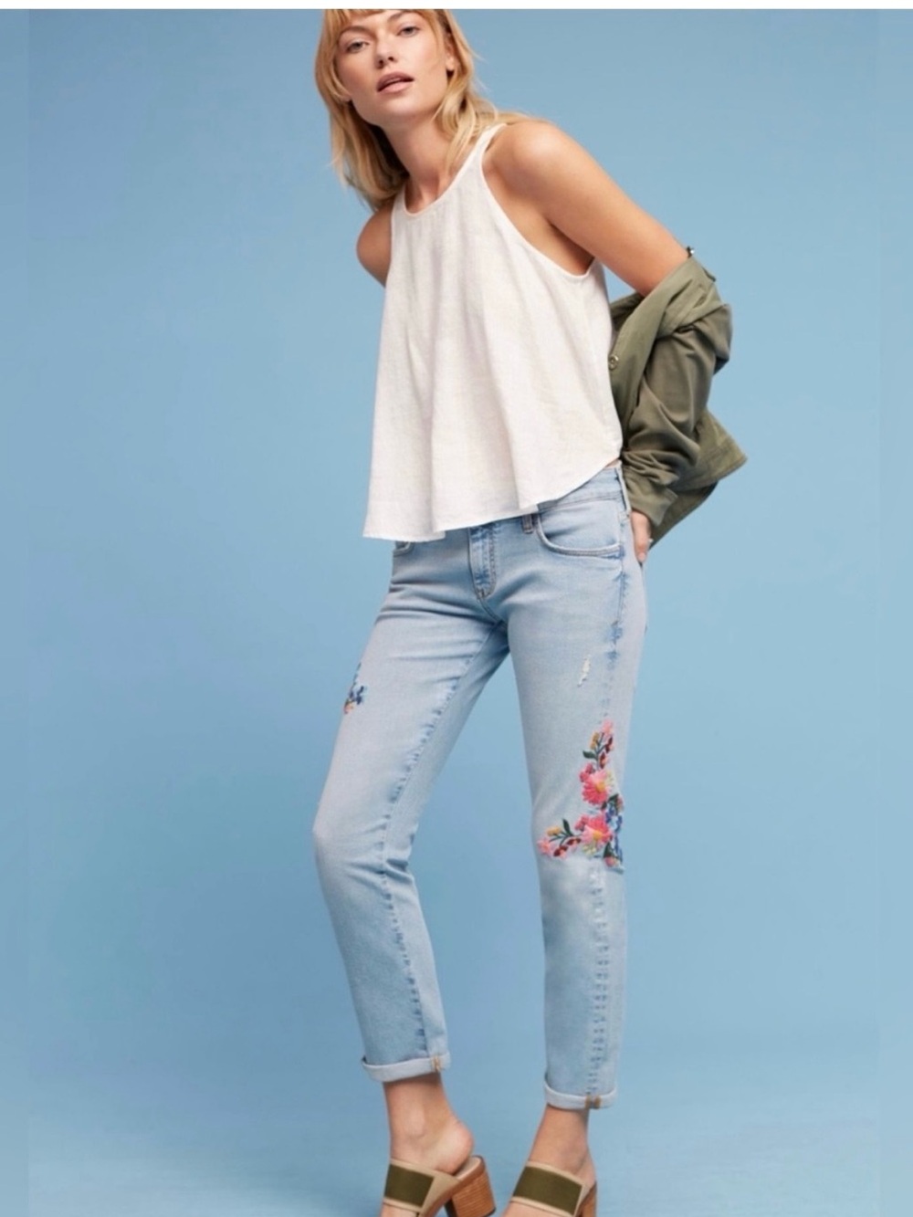 PILCRO AND THE LETTERPRESS ANTHROPOLOGIE DENIM EMBROIDERED JEANS WOMENS 31